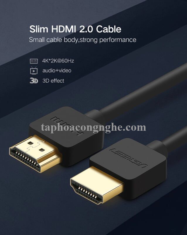 Ugreen 30822 0.5M màu Đen Cáp tín hiệu HDMI chuẩn 2.0 hỗ trợ phân giải 4K * 2K HD121 30030822